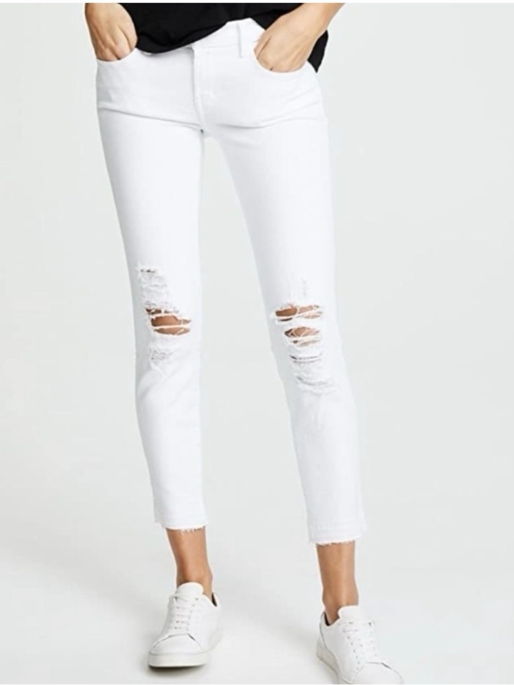 J Brand Low Rise Crop Skinny Jeans in Demented White Size 24 Distressed NWT